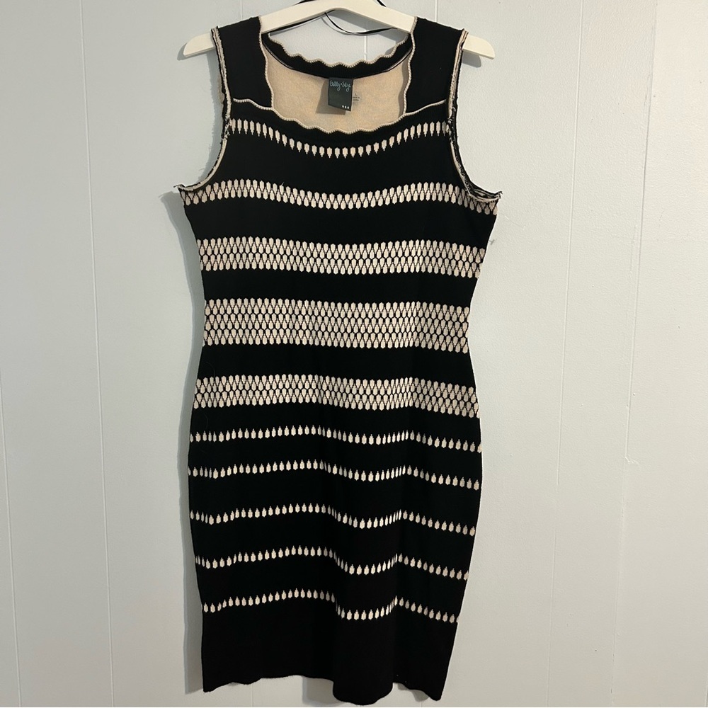 Gabby Skye Black and White Midi Bodycon Dress Square Neck. Large.‎ EPOC.